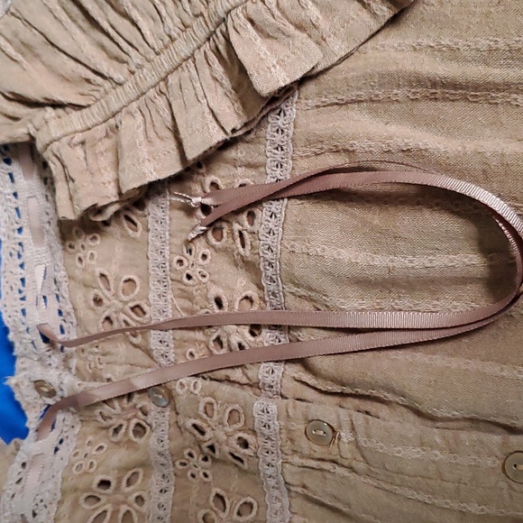 SZ. XL/TG/EXG WOMEN'S AMERICAN EAGLE SQUARE NECK 3/4" SLEEVE PEASANT TOP - Picture 7 of 7